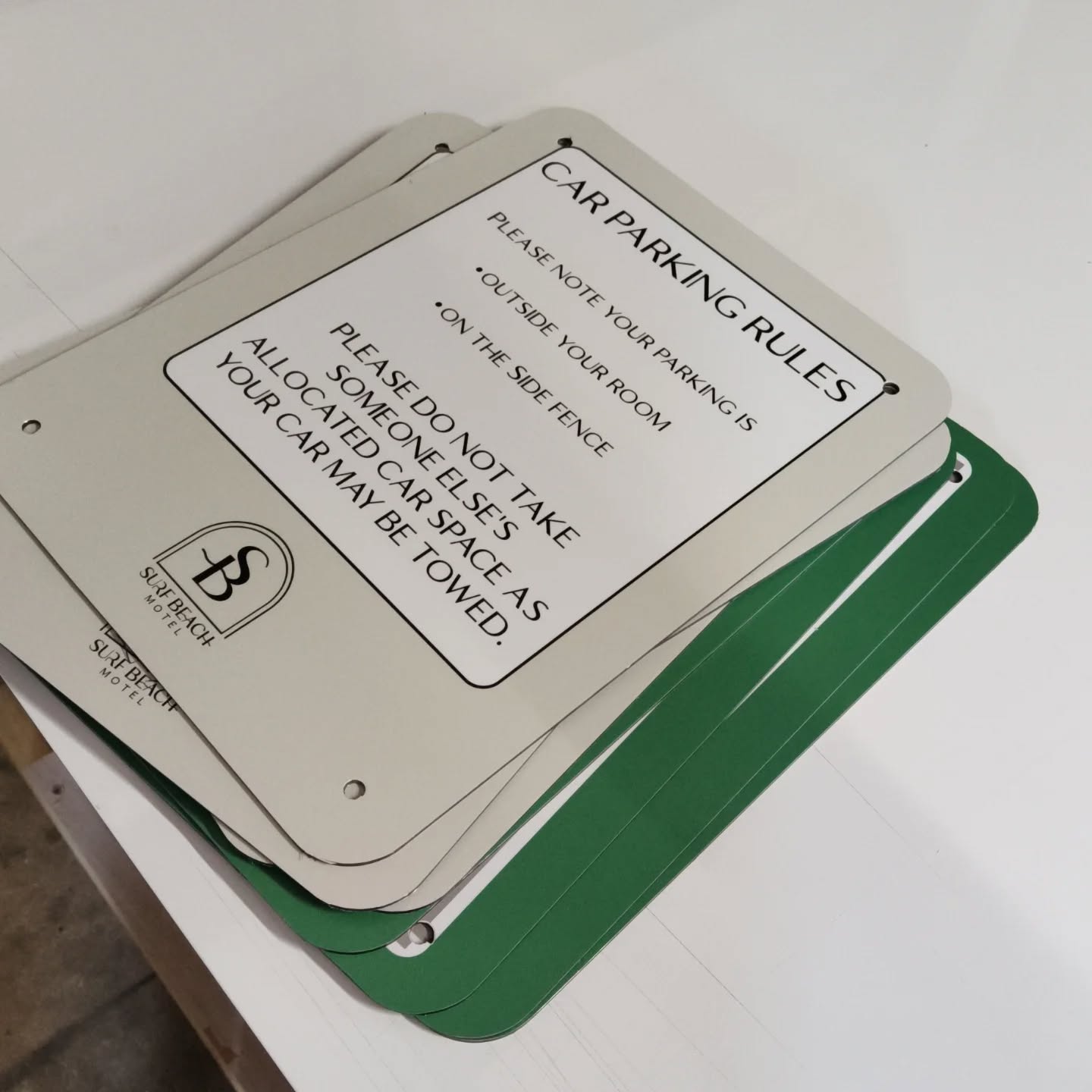 Printed parking rule signs
